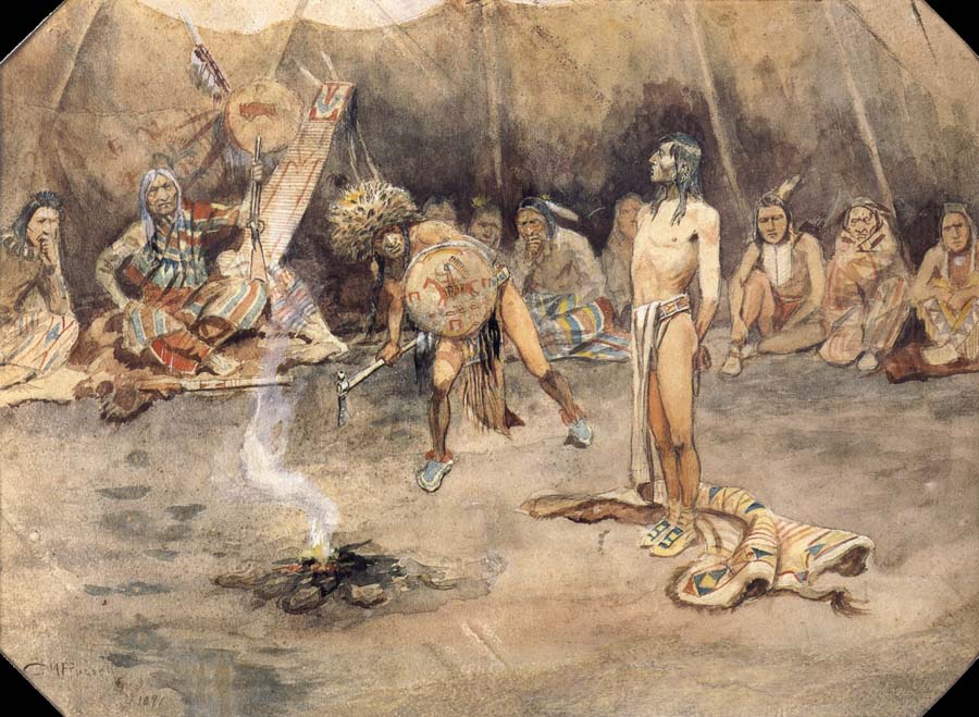 Sioux Torturing a Blackfoot Brave